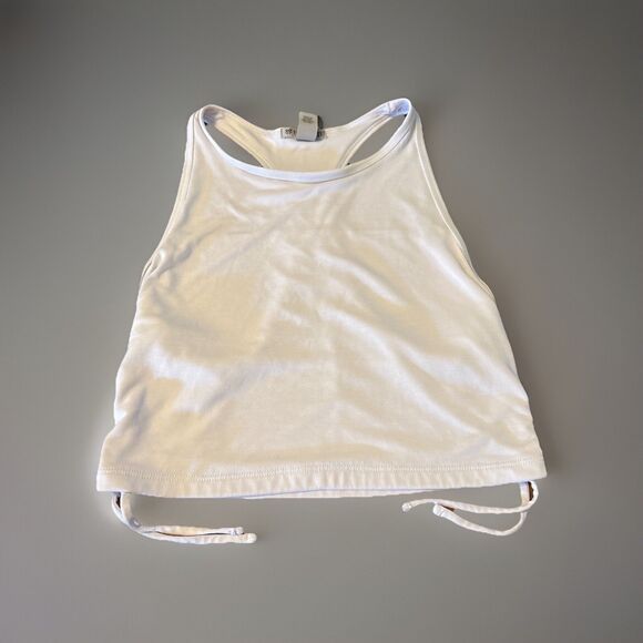 Forever 21 Tops - Forever 21 Women’s White Cropped Top M Medium Sleeveless Tank Cinch Sides